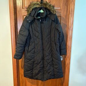 Steve Madden Black Puffer Coat with Faux Fur Hood